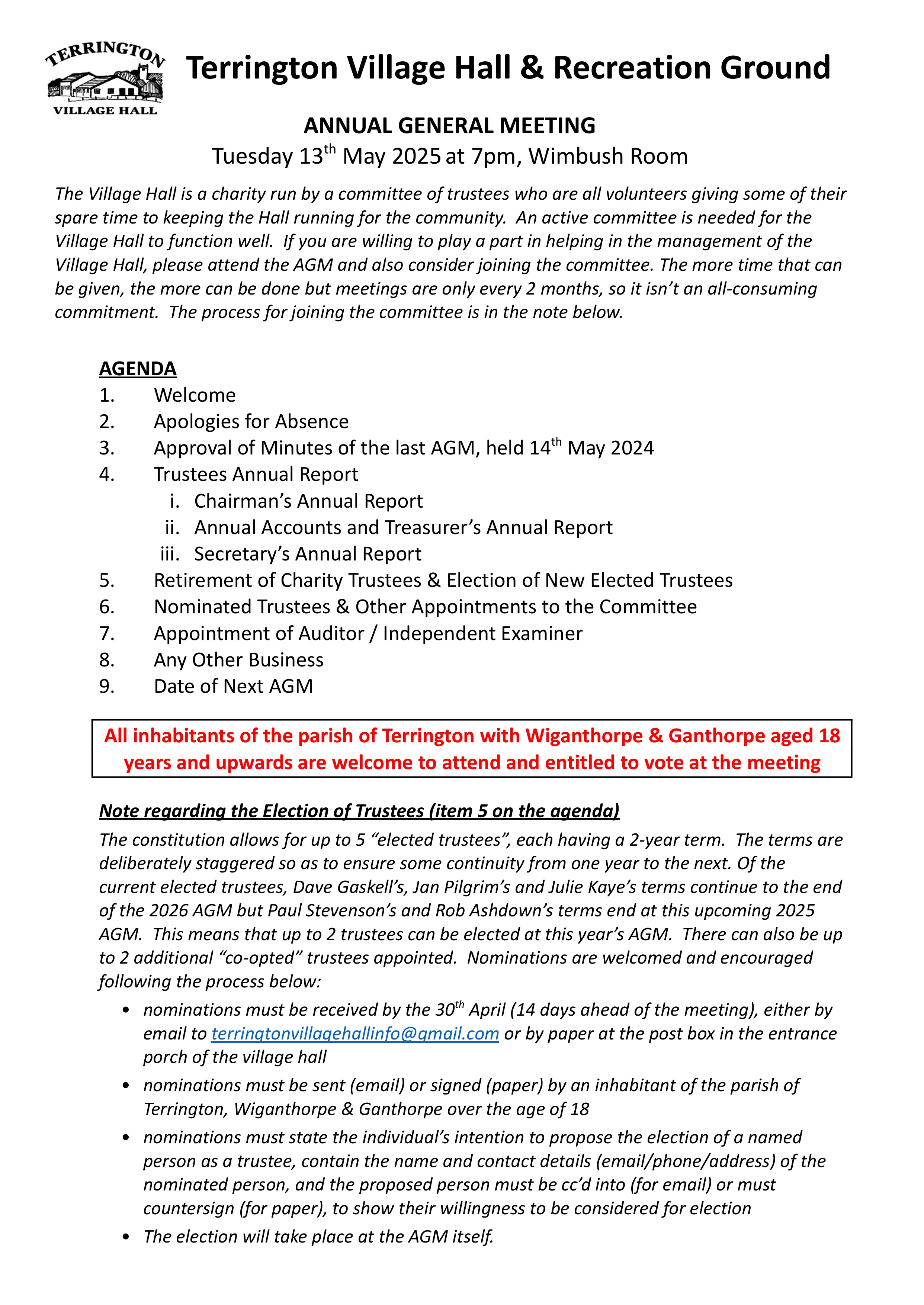 AGM, 13<sup>th</sup> May 2025